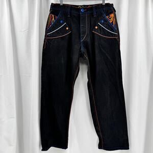 Coogi 90's Baggy Jeans Embroidered Retro Vtg Black Sz 34